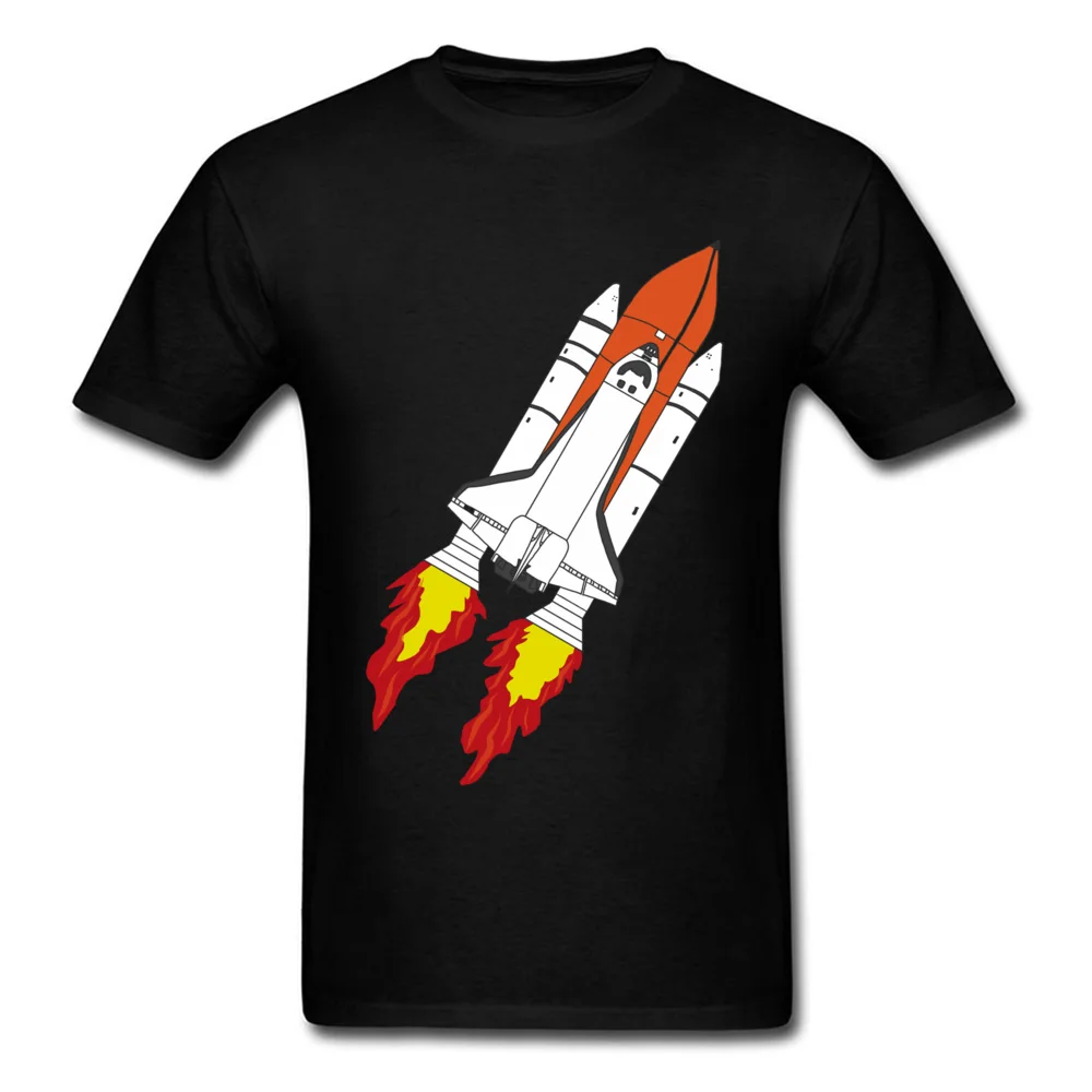 Fashionable Shuttle Tshirts Funny Autumn Short Sleeve Round Collar T Shirt Pure Cotton Mens comfortable Tops Tees Shuttle black