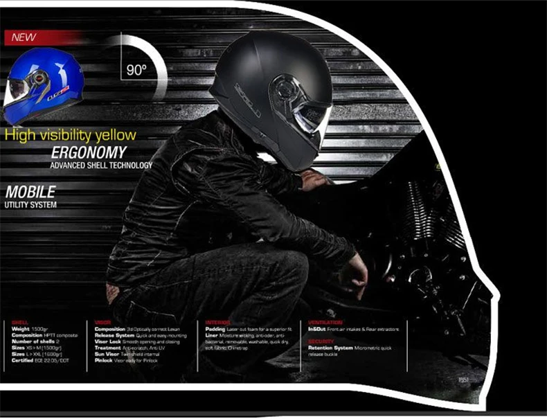 LS2 стробоскоп флип-ап мото rcycle шлем ls2 FF325 модульный capacete cascos Мото шлем DOT утвержден