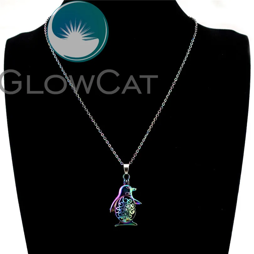 C125 COLORFUL Penguin Baby Cage Locket Charm Necklace 18" Chain C125 COLORFUL Penguin Baby Cage Locket Charm Necklace 18" Chain