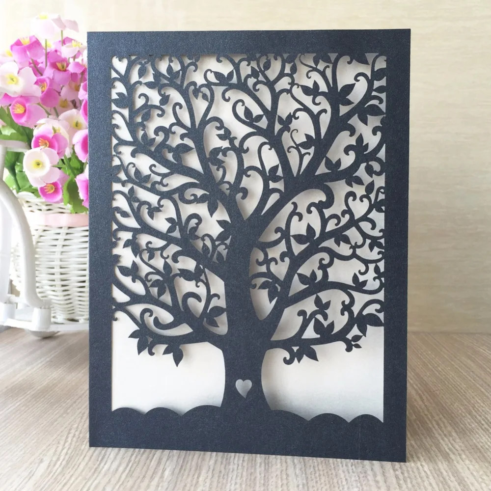  50pcWholesale personalise acrylic Wedding Invitation Card box Laser Cut Luxury delicate design love - 32837120855