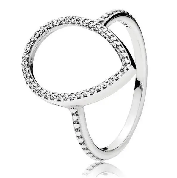 

Authentic 925 Sterling Silver Pandora Ring Teardrop Silhouette Rings With Crystal For Women Wedding Party Gift Fine Jewelry
