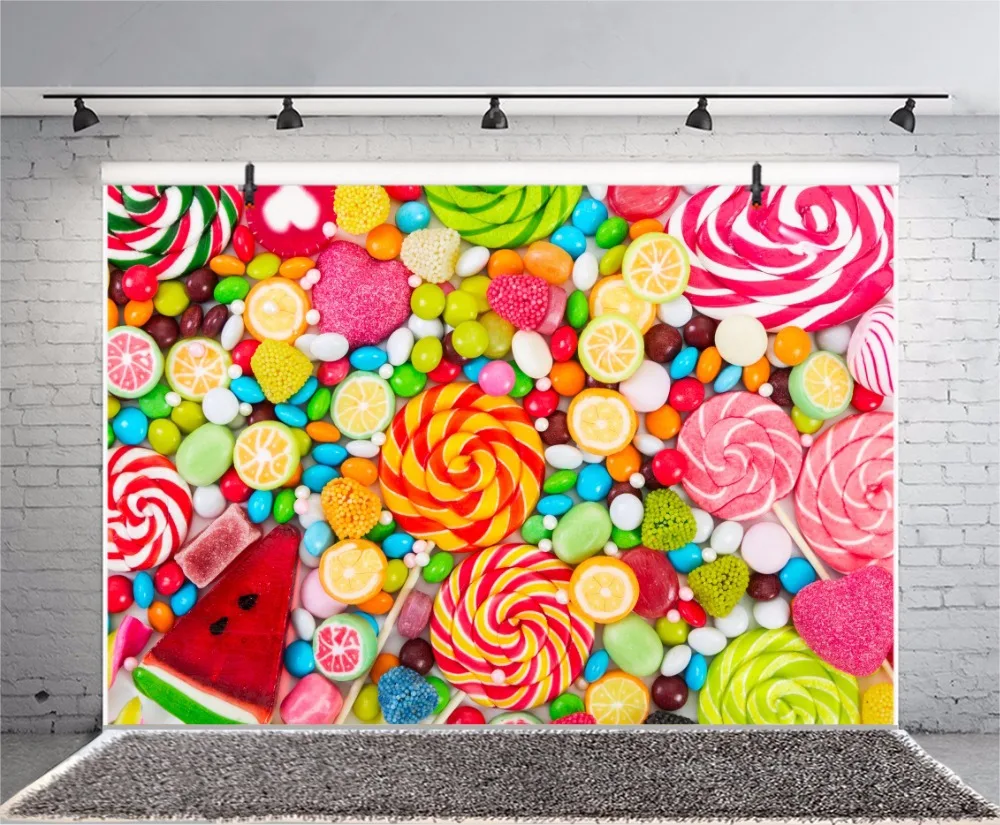 Laeacco Candy Lollipops Baby Children Birthday Party Photography Backgrounds Customized Photographic Backdrops For Photo Studio 