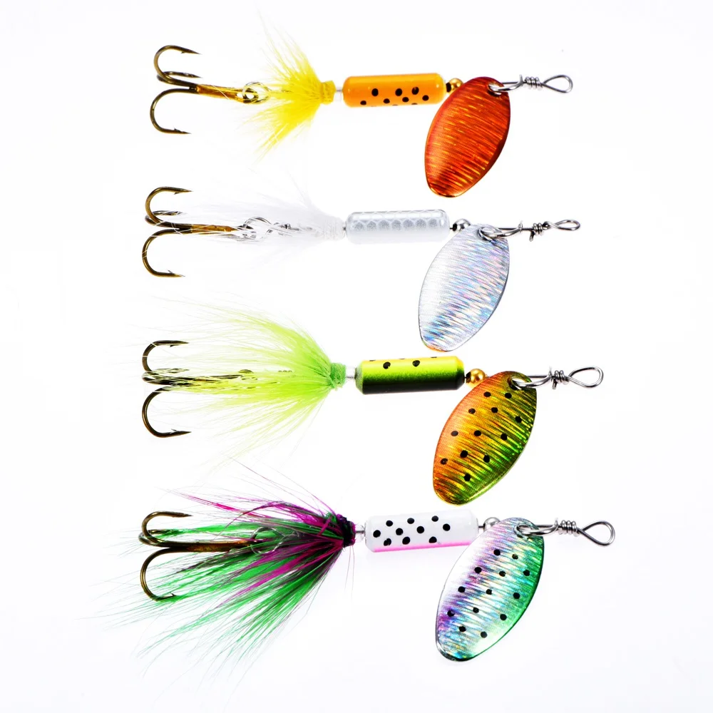 بيكي سبينر الصيد السحر Wobblers CrankBaits الرقصة أشرق المعادن الترتر المرقط ملعقة مع ريشة السنانير ل الكارب الصيد Pesca