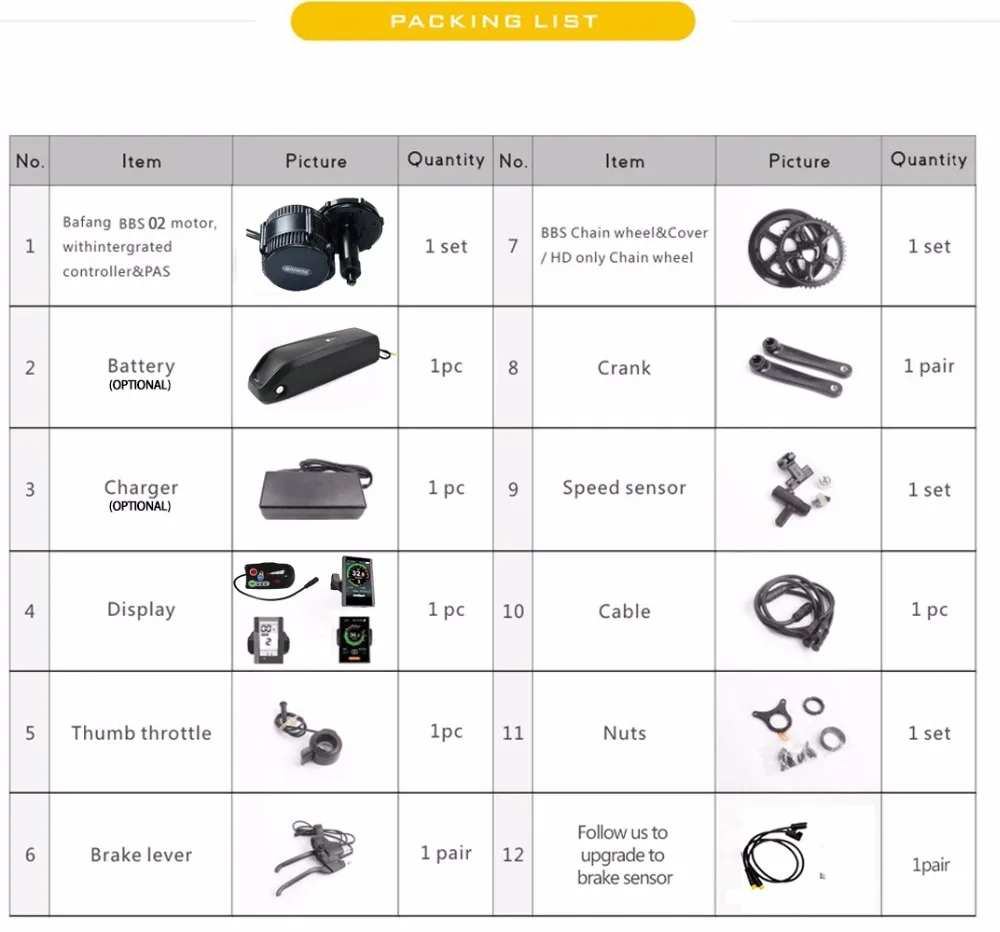 Discount 48V750w bafang New design 8fun BBS02B mid crank drive motor kits C965 lcd display geared Motor kit electric  bicycle ebike kits 4