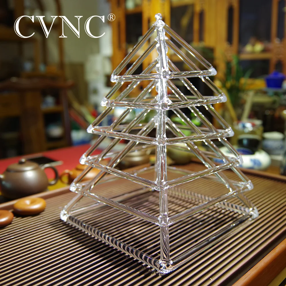 

CVNC Chakra Set 5pcs 3" 4" 5" 6" 7" Clear Quartz Crystal Singing Pyramid
