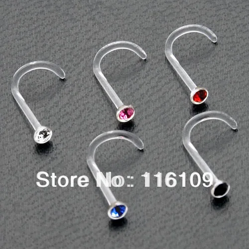 Минимальный заказ$10) биопластиковые ювелирные изделия для тела серьги-гвоздики с драгоценными камнями винт 20 Калибр шпилька смешанных цветов