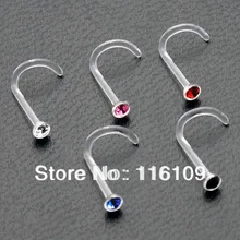 Минимальный заказ$10) биопластиковые ювелирные изделия для тела серьги-гвоздики с драгоценными камнями винт 20 Калибр шпилька смешанных цветов