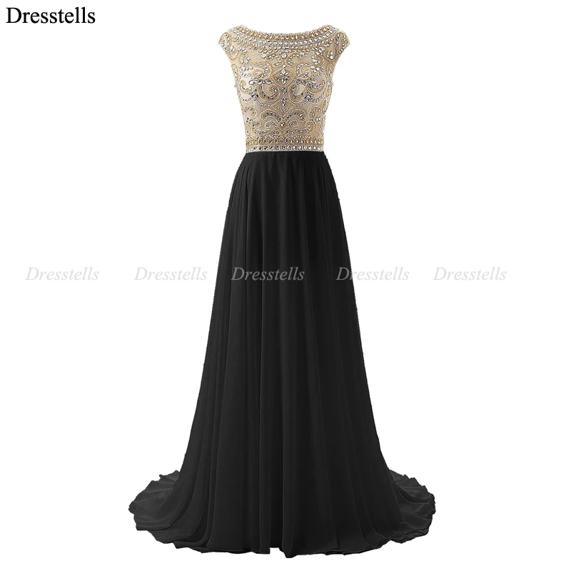 Dresstells Custom Made O-neck Cap Sleeves Beading A-line Long Prom Dress Evening Formal Vestidos | Свадьбы и торжества
