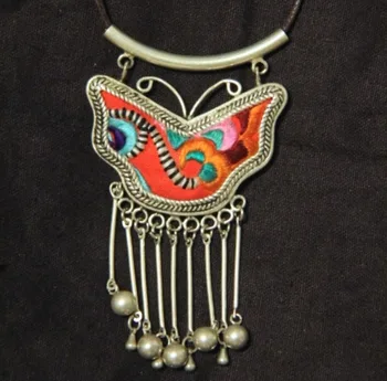 

hot sell new - free shipping Miao Silver Pendant DIY bottom embroidered pendant accessories butterfly tassel daycare old stitch