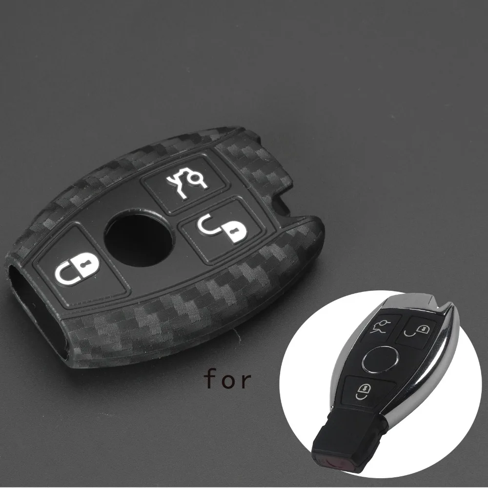 

jingyuqin 3 Buttons Silicone Car Key Case For Mercedes Benz CLS CLA GL R SLK AMG A B C S Class Procted
