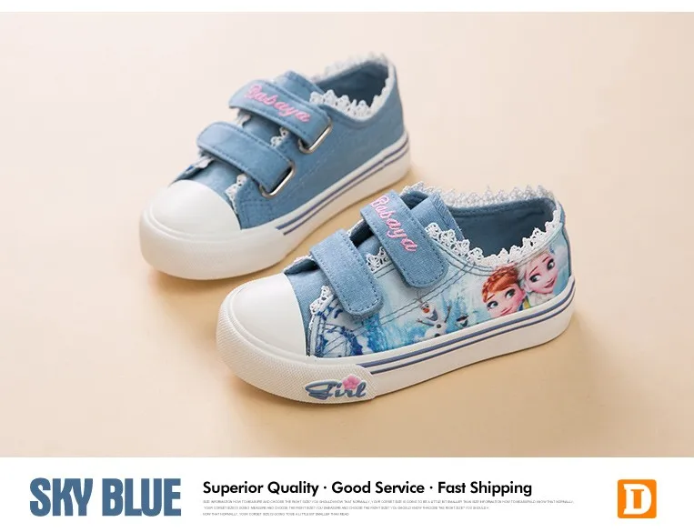 Princess Girls Shoes For Kids Fashion Elsa Anna Kids Shoes 2017 Ice Snow Queen Casual Denim Canvas Children Shoe Girl Sneakers 520 (9)