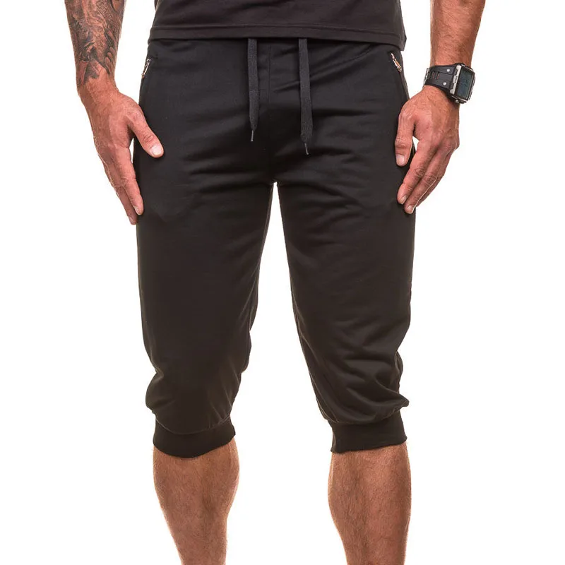 High quality 2019 Summer new men's Solid color close beam feet elastic Wait casual Joggers shorts men streetwear sweatpants