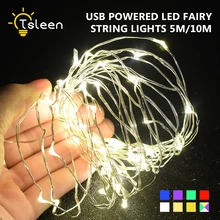 TSLEEN продвижение! USB Водонепроницаемый 5 м 50 светодиодов медный провод StringLight 10 м вечерние свадебные украшения стеклянная бутылка сказочная лампа RGB