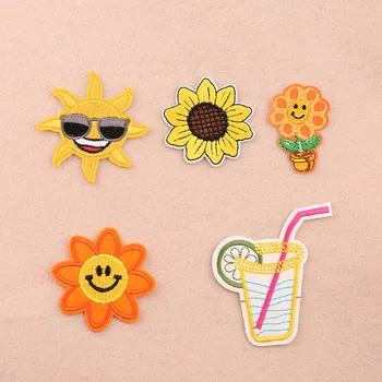 

1Pcs Sun Food Embroidery Patch Heat Transfers Iron On Sew On Patches for Clothing Clothes Stickers Decorative Appliques 47232