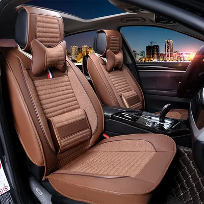 1 Pcs Automobile Seat Cover Leather Flax Car Cushion Four Seasons High Quality Fashion Breathable Front | Автомобили и мотоциклы