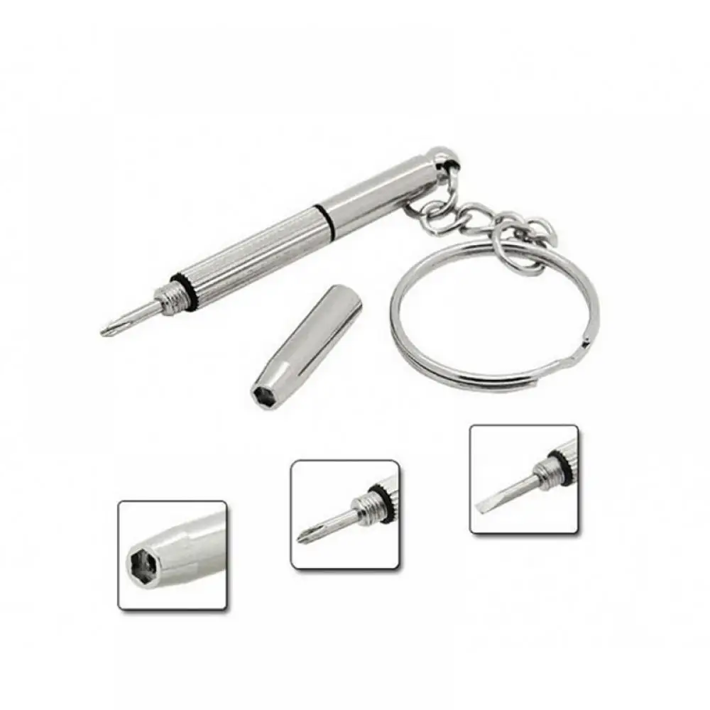 

Fashion 3 in1 Eyeglass Screwdriver Multifunction Hand Tools 3 in1 Eyeglass Screwdriver Sunglass Watch Repair Kit with Keychain