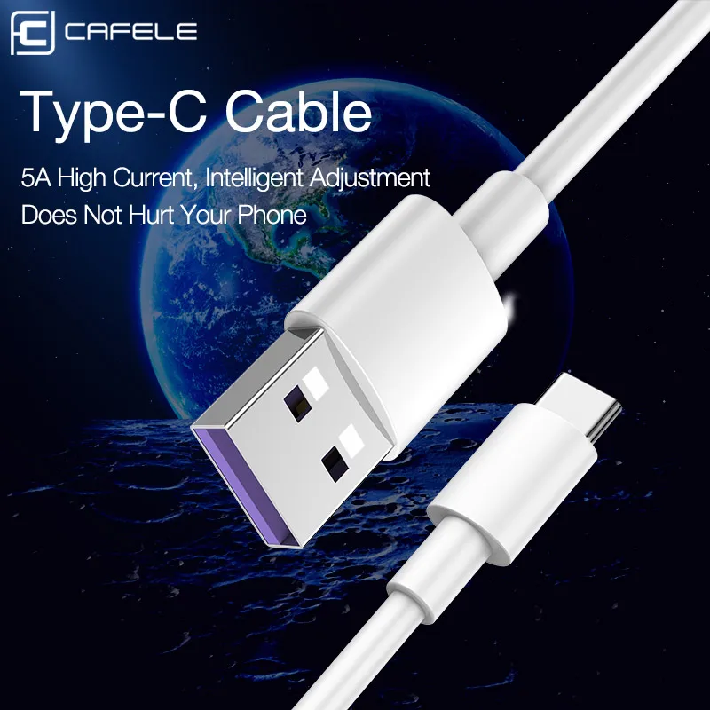 CAFELE 5A type C USB кабель супер быстрый зарядный кабель для samsung huawei Xiaomi Oneplus type C порт прочный шнур для передачи данных