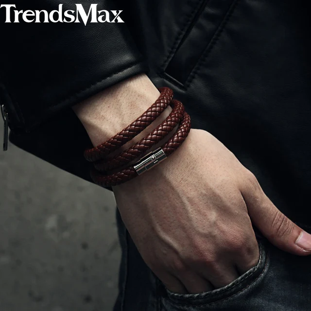 Classic Men's Leather Necklace Choker Black Brown Braided Rope Necklace for  Men Gifts Wholesale Dropshipping Male Jewelry UNM27 - Price history &  Review, AliExpress Seller - Trendsmax Official Store
