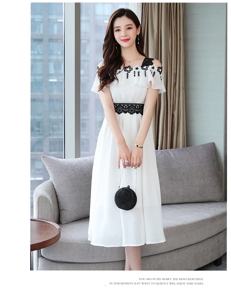 Корейское винтажное белое шифоновое платье бохо, летнее платье размера плюс, черное кружевное сексуальное платье миди, женское облегающее платье, элегантные вечерние платья