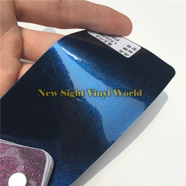 3 layers glossy bling pearl blue diamond glitter vinyl sheet bubble vinyl sheet auto