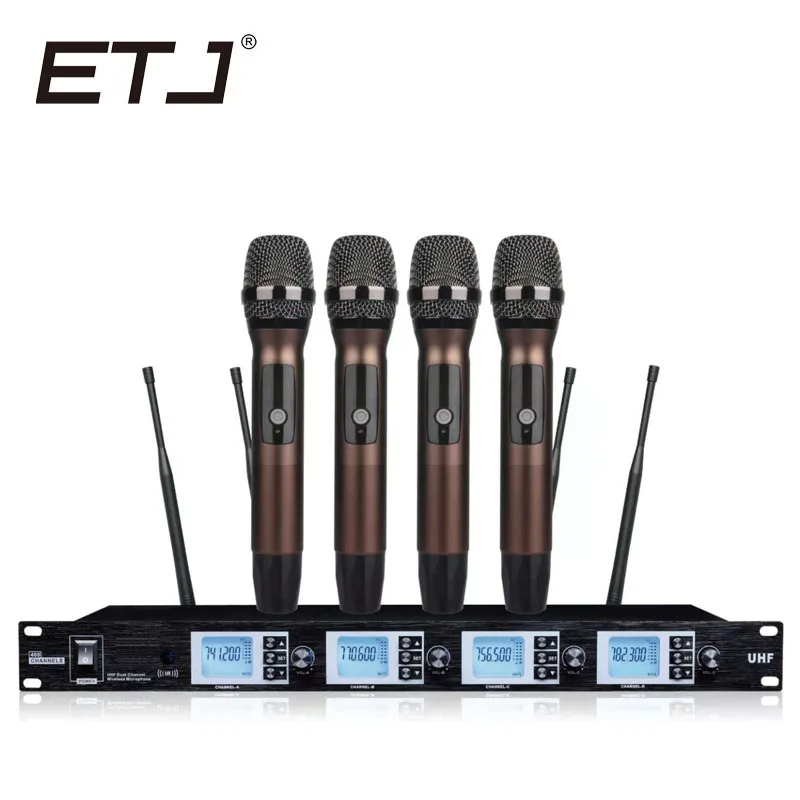 

Wireless Microphone Professional Karaoke 4 Channels 4 Handheld Transmitter Microphones for Stage Singing Speech