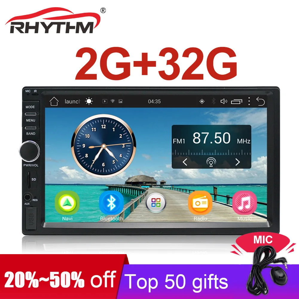

NEW Auto Car Radio GPS Stereo 2G+32G Android 7" 2din multimedia Navigation bluetooth HD 1080P touch screen SWC universal (No DVD