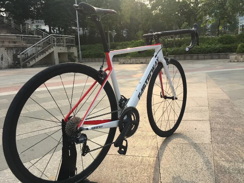Clearance TAIWAN brand FASTERWAY burnt orange with sliver carbon Road Complete Bike 22 Speed R8000 Groupset Bicycle D brake 49/52/54/56/58 8