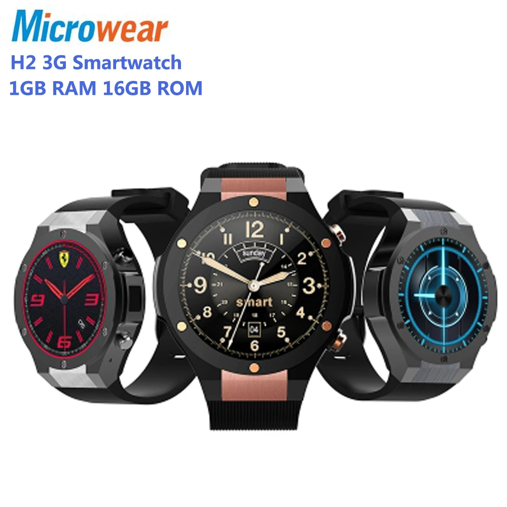 

Microwear H2 3G Smartwatch Phone GPS 1.39'' 2MP Phone Call Android 5.0 MTK6580 Quad Core 1GB+16GB Heart Rate Monitor Pedometer