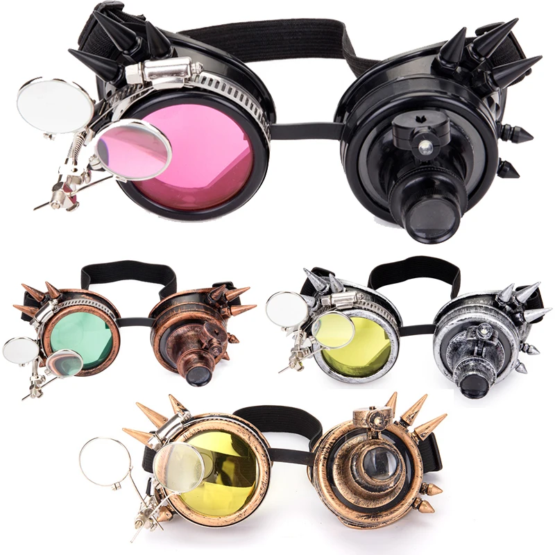 

2019 Fashion Men Women New Arrival Fashion Welding Steampunk Goggles Glasses Rivet Retro Gothic Cosplay Punk Goggles 9 Colors