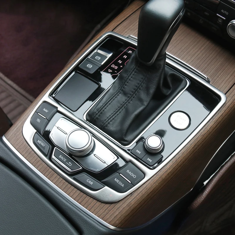 Автомобильный Стайлинг, Центральная рамка переключения передач, накладка из углеродного волокна и нержавеющей стали для Audi A6 C7 2012-18, аксессуары для салона автомобиля
