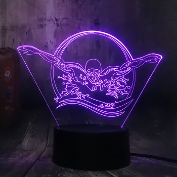 

Multicolor New Swimming Sport Swimmer 7 Color Change 3D Visual LED Night Light Kids Touch USB Table Lamp Baby Sleep Decor lamps