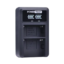 PowerTrust LED ładowarka z podwójnym portem USB dla Sony NP-FM50 NP-FM70 NP-FM90 NP-FM500h NP-F550 NP-F570 NP-F750 NP-F770 NP-F960 NP-F970