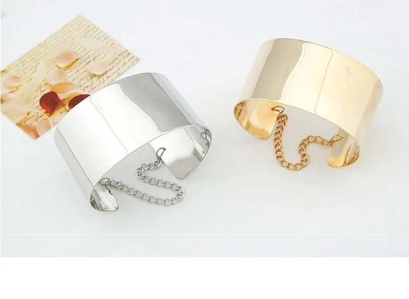 Модные панк браслеты манжеты для женщин Pulsera Золотой Серебряный наручный браслет