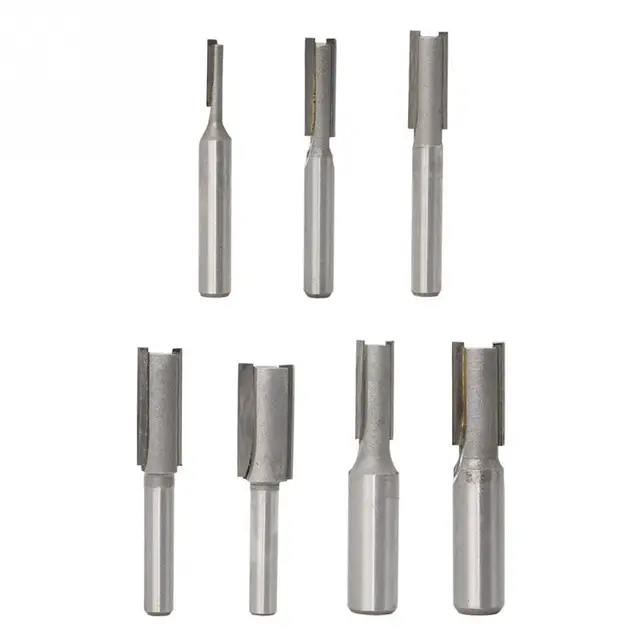 1/4″ 1/2″ Straight Knife Shank Trim Router Bits for Wood Trimming Cutters with Bearing Woodworking Tool Endmill Milling Cutter