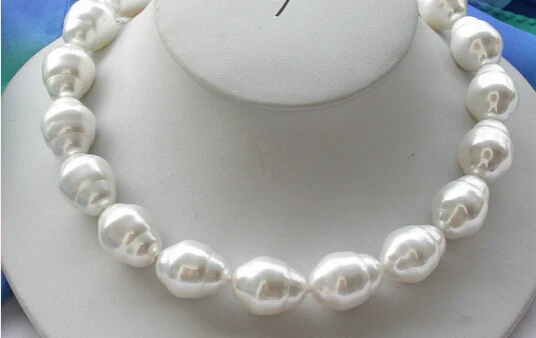 

ddh001790 LUSTER 17" 20mm white rice south sea shell pearl necklace