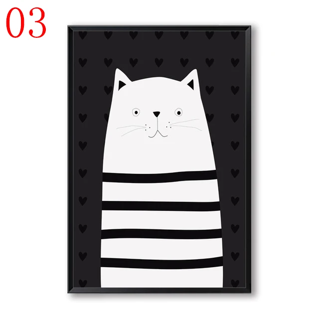 Canvas-Poster-Decor-Kids-Room-Printing-Wall-Black-White-Cartoon-Animal-Lovely-River-Horse-Bear-Rabbit.jpg_640x640 (3)