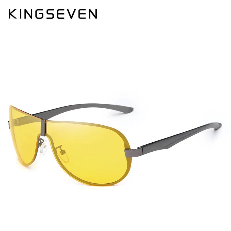 KINGSEVEN Роскошные брендовые дизайнерские поляризованные солнцезащитные очки мужские алюминиевые Большие зеркальные линзы солнцезащитные очки мужские защитные очки Oculos - Цвет линз: C05 GUN YELLOW