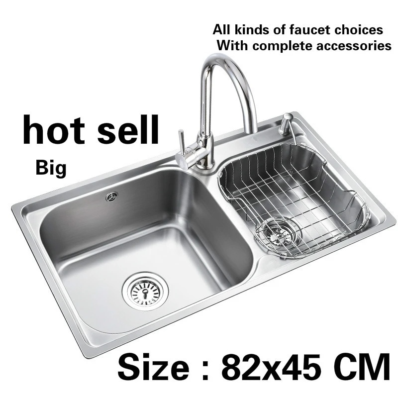 Free Shipping Fashion Big Kitchen Sink 304 Stainless Steel Standard Double Groove Hot Sell x45 Cm Kitchen Sink Stainless Kitchen Sinkstainless Steel Double Sink Aliexpress