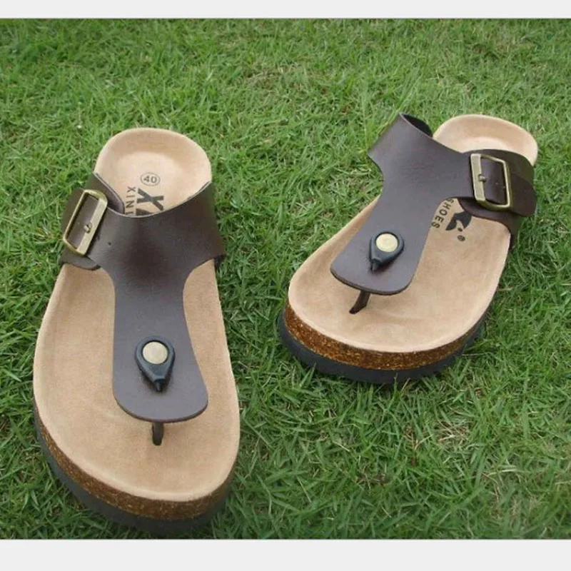 Мужская Летняя обувь; большие размеры 35-44; классические тапочки для отдыха; модные тапочки для пары; шлепанцы; удобная обувь сандалии - Цвет: 002-brown