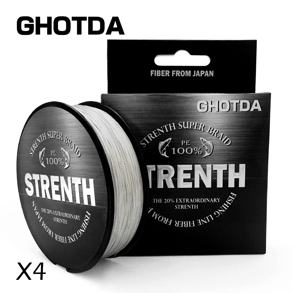 GHOTDA 100 м зеленая/серая/желтая/синяя/многоцветная плетеная рыболовная леска 4 нити