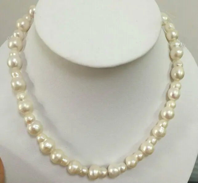 

Wholesale FREE SHIPPING classic18inch natural south sea14-15mm huge twins white pearl necklace14