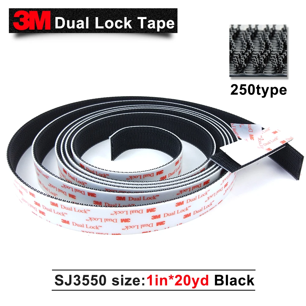 

Free shipping 3M fastener with acrylic adhesive foam tape 3MSJ3550 1"*20yards Black color with 250type