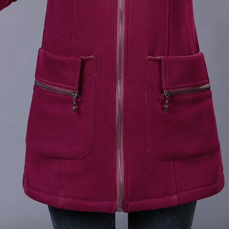 Модное зимнее пальто для женщин, большой размер, новая куртка с капюшоном, свободное и плотное шерстяное теплое женское длинное пальто BN1666