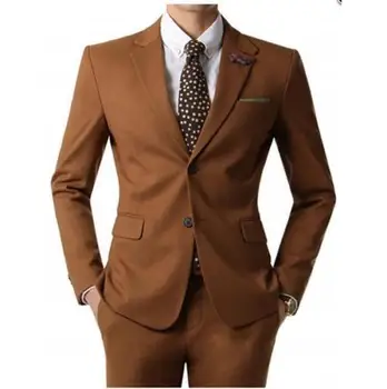 

2017 terno masculino New Slim Fit Men Wedding Suits Groomsmen Tuxedos Mens Formal Suits Custom Made brown man suit jacket + pant