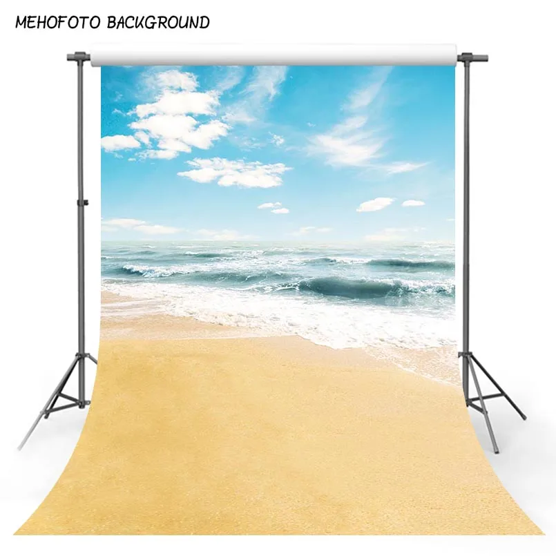 Виниловый Фотофон MEHOFOTO Летняя тема морской пляж голубое небо океанская волна