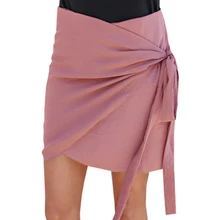 Umeko летняя розовая мини юбка с высокой талией и бантом для женщин, Офисная Женская Однотонная юбка, Женская Повседневная тонкая юбка, Faldas Mujer Femme