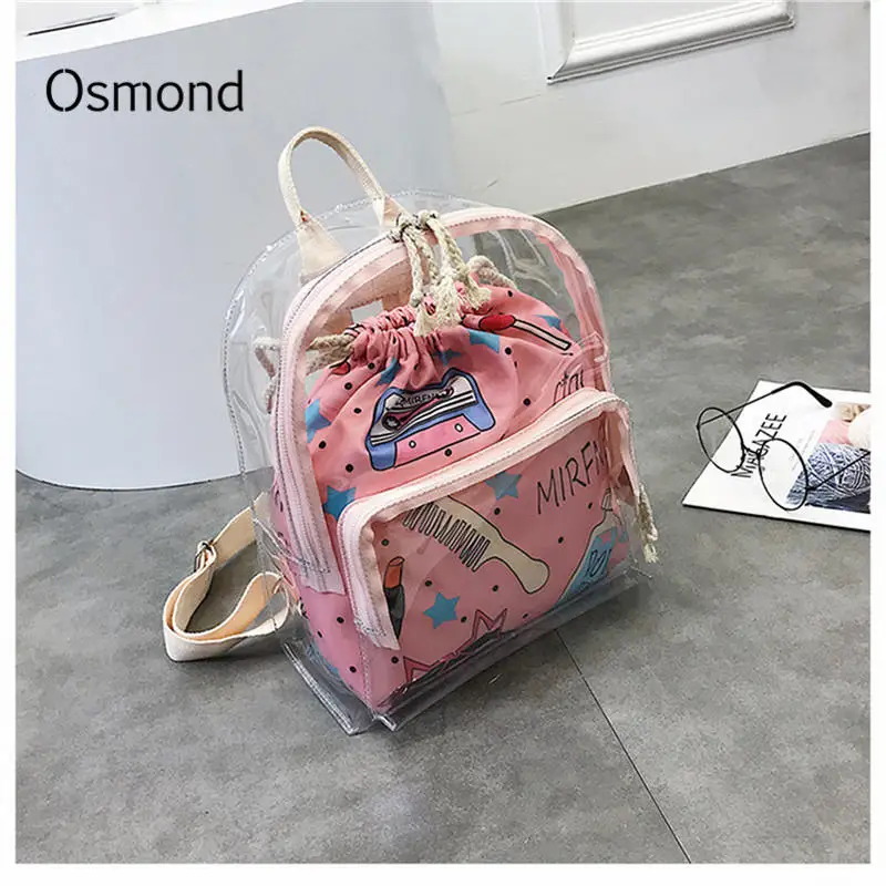 Osmond Cute Clear Backpack Female Transparent Mini Back packs Harajuku