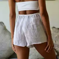 Летние Шорты женские свободные шорты с эластичной резинкой на талии прозрачные повседневные кружевные пляжные шорты