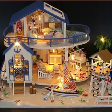 DIY кукольный домик вилла модель миниатюрная с мебели деревянный кукольный дом строительные игрушки подарок Легенда синего океана