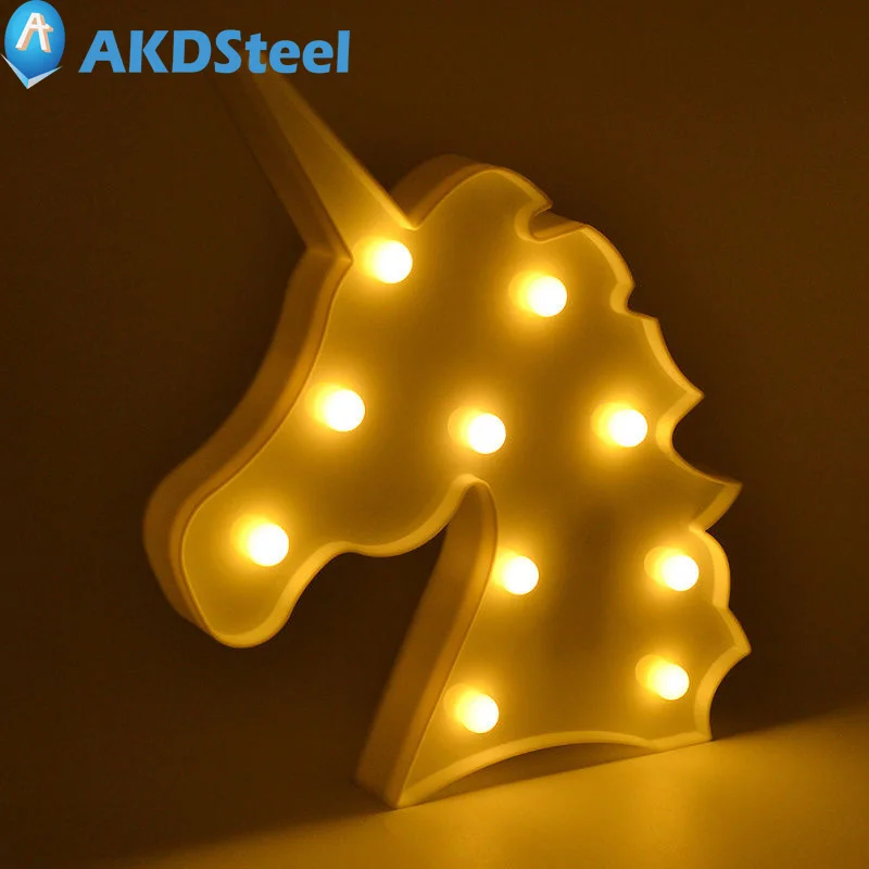 

AKDSteel 3D Marquee LED Unicorn Night Light Decorative Sign Light for Bedroom Kids Room New Year Chrismas Gift for Children